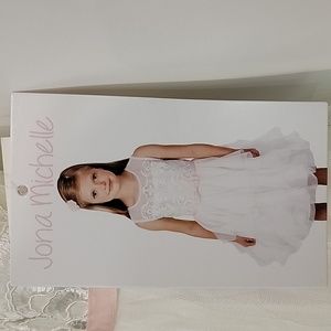 NWT Girls Jona Michelle dress, embroidery bodice,tulle skirt, pink waistband bow